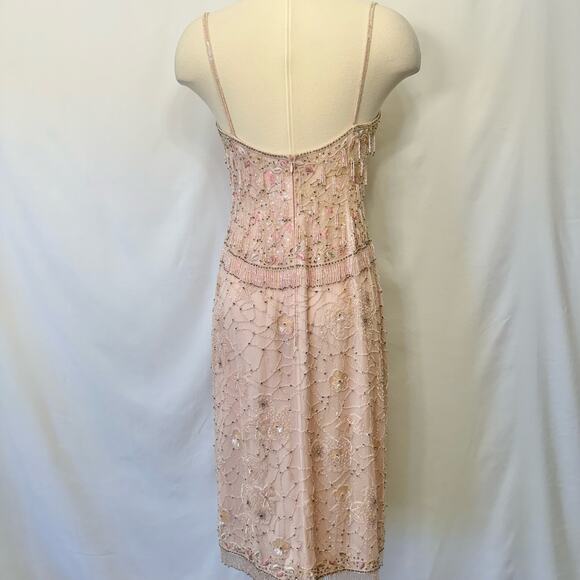 Escada Silk Fully Beaded Light Pink Slip Dress Size 38 / US 8 - Picture 6 of 12